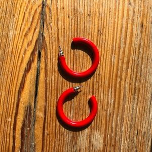 VTG 1980s Red Metal Hoop Earrings